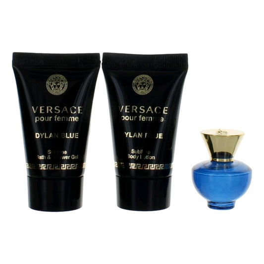 Versace Pour Femme Dylan Blue by Versace, 3 Piece Mini Gift Set for Women